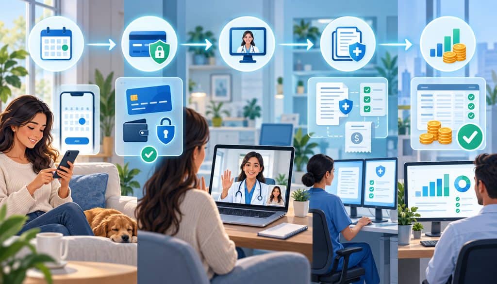 Telemedicine payment workflow from booking to reconciliation