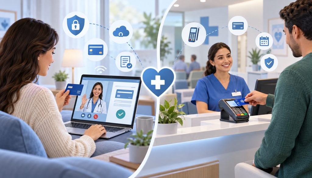 Card-not-present healthcare payment compared with front-desk card transaction