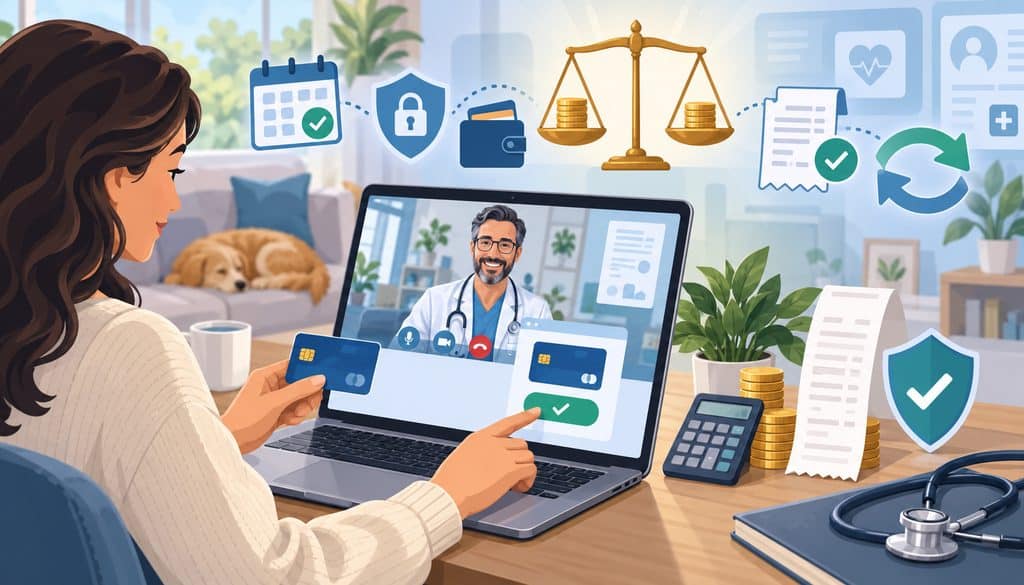 Patient making a secure pre-visit payment during a telehealth consultation